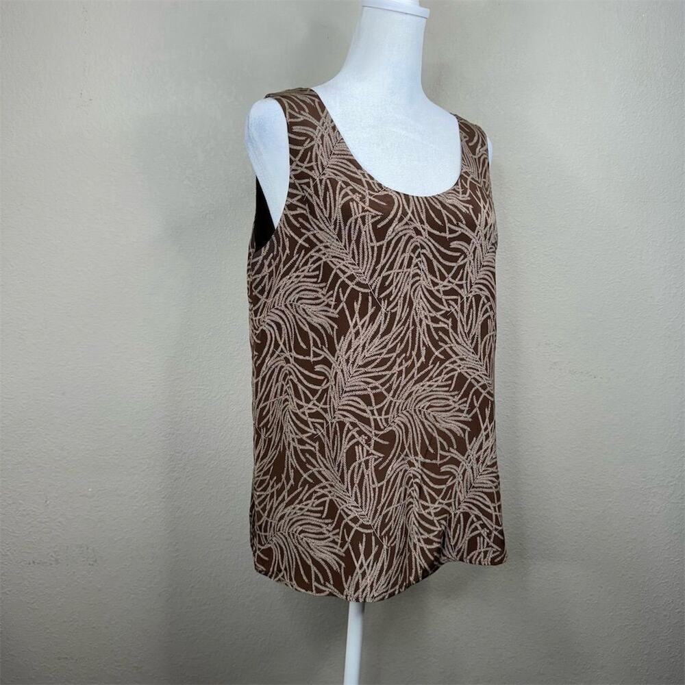 Josephine Chaus Women's Floral Brown Silk Blend Tank Top Size 8 Casual